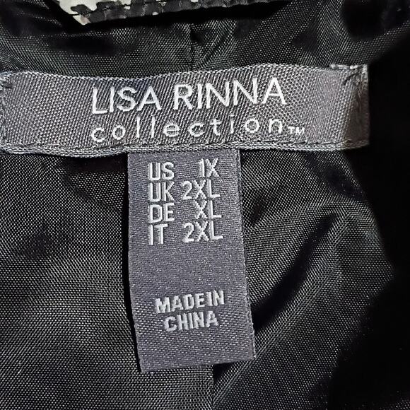 Lisa Rinna Collection 1X Puffer Coat Houndstooth Black/White Detachable Hood - Picture 2 of 12